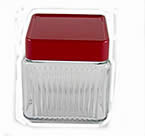 jar square ribbed stackable red lid